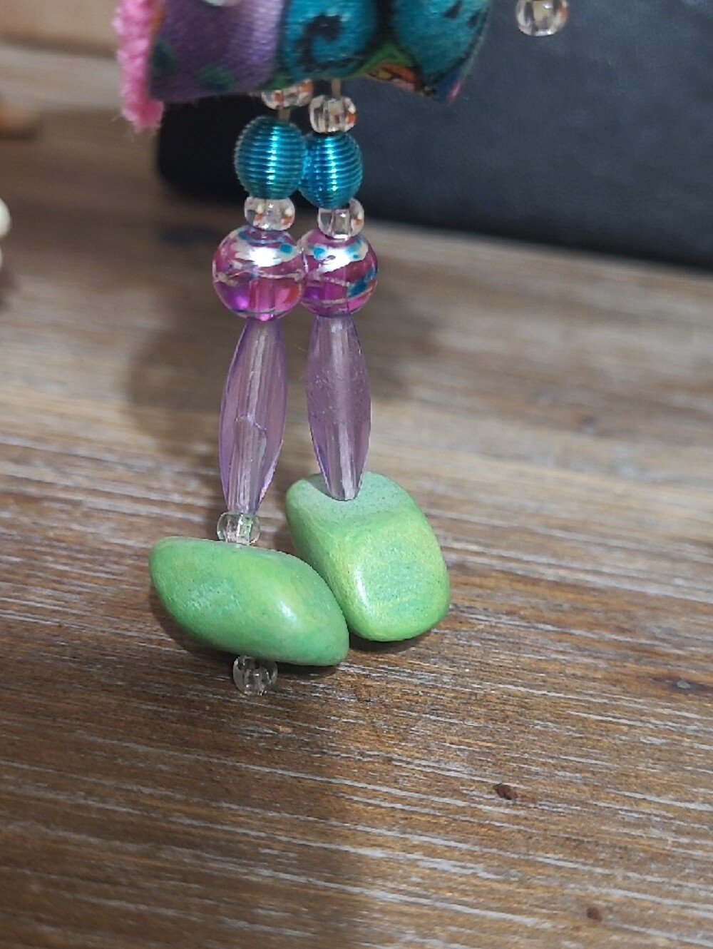 Colorful Handmade Beaded Doll Pin - Picture 3 of 5